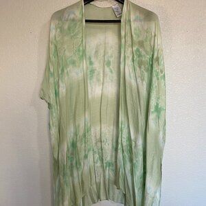 Women's Lace Layering Beach Cover-Up, S/M, Ti-Dye Green & White